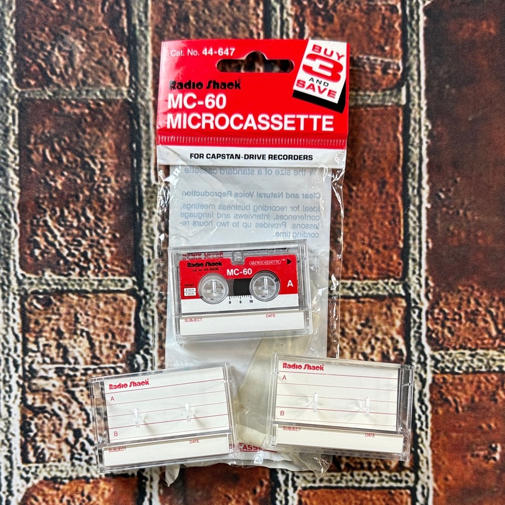 Radio Shack Red and White MC-60 Microcassette